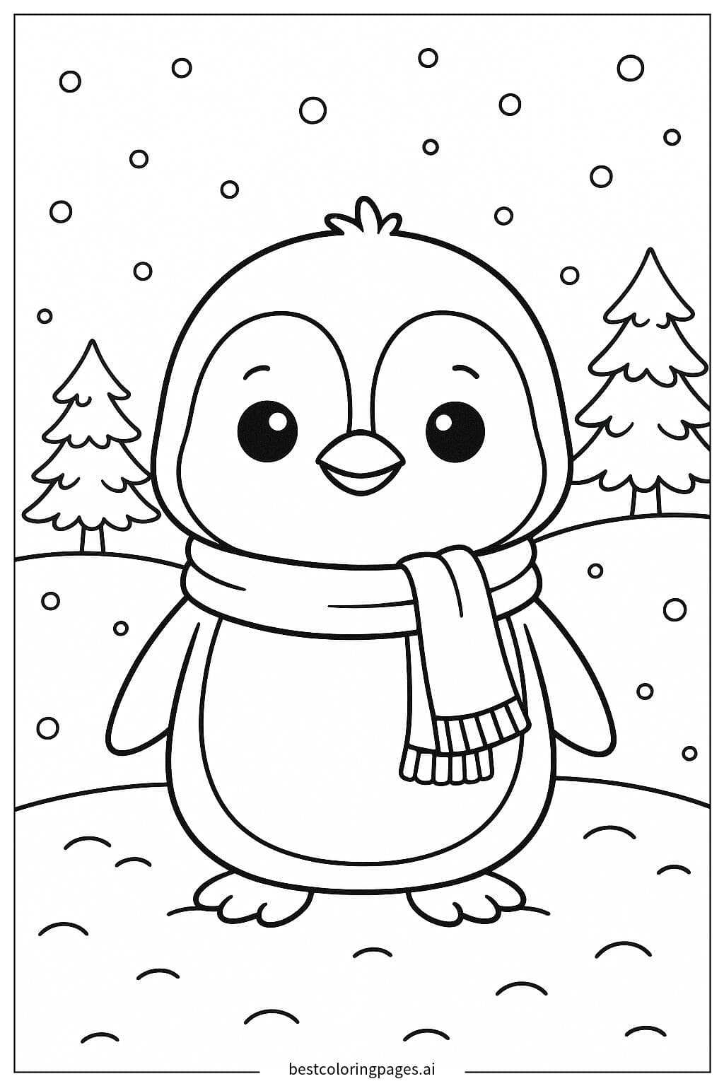 Penguin in a Cozy Winter Scarf