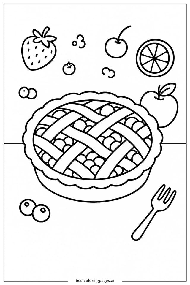 Disegni di Torta con Ripieno di Frutta da Colorare
