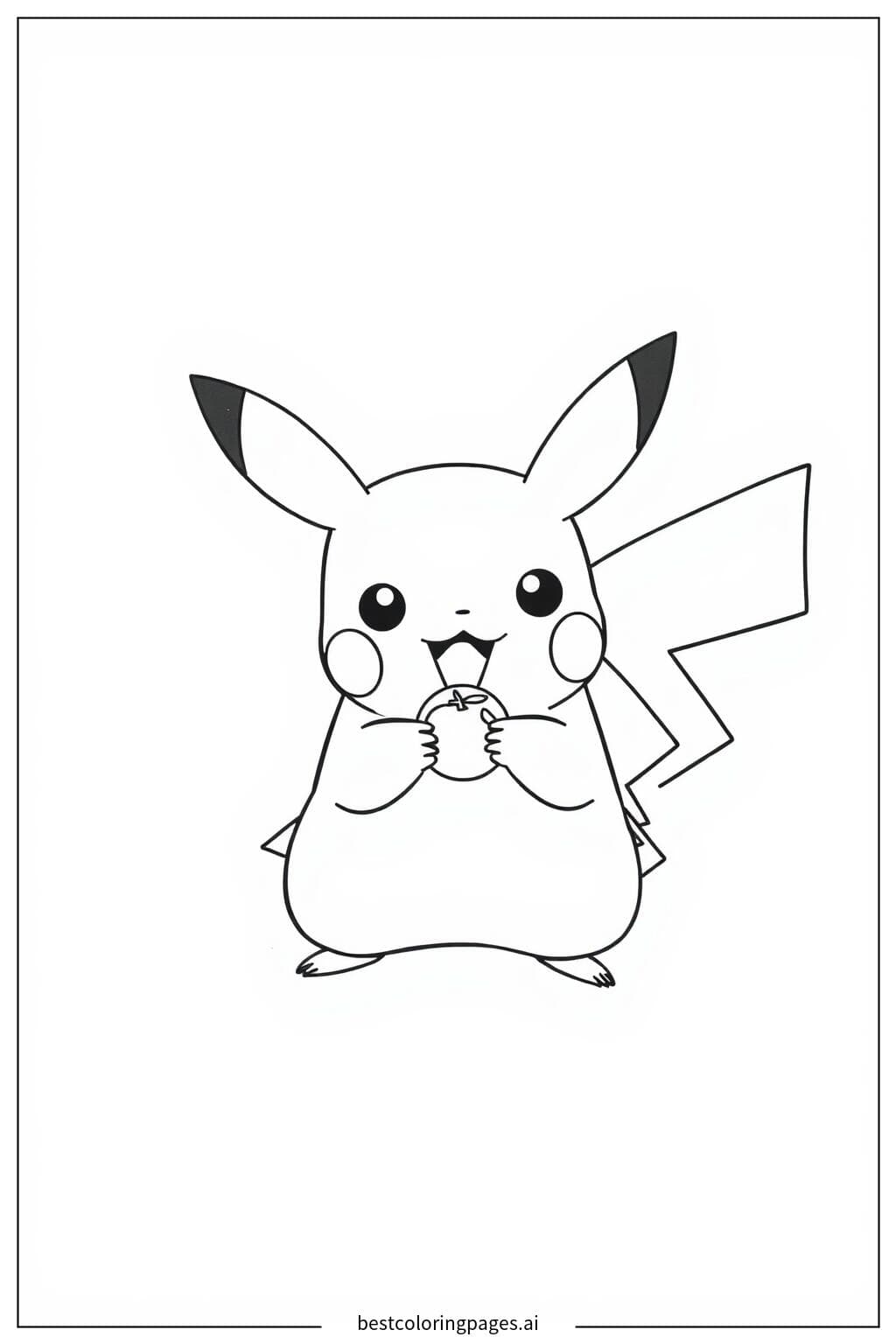 Pikachu Enjoying a Delicious Berry