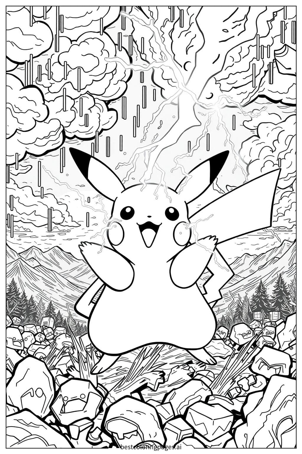 Pikachu in a Thunderstorm Battle
