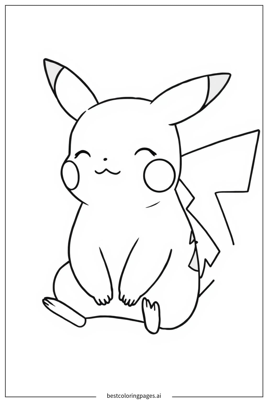 ピカチュウが穏やかに座っている姿