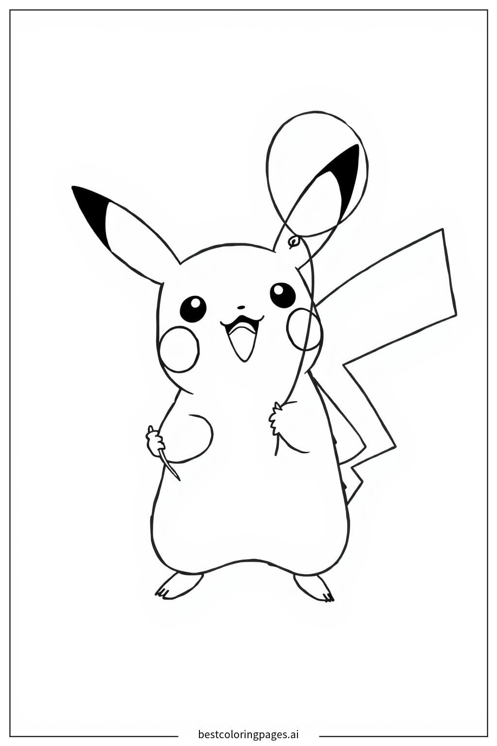 Pikachu Holding a Birthday Balloon