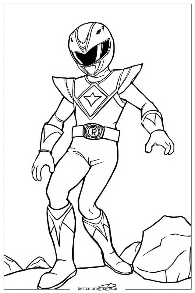 Coloriage Pink Ranger dans une pose dynamique
