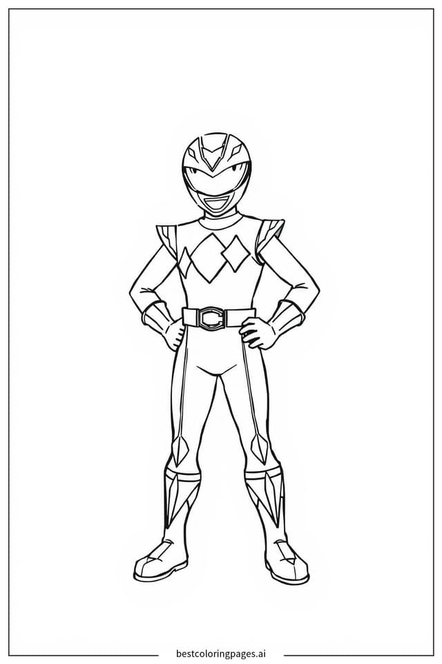 Coloriage Ranger Rose dans une posture paisible