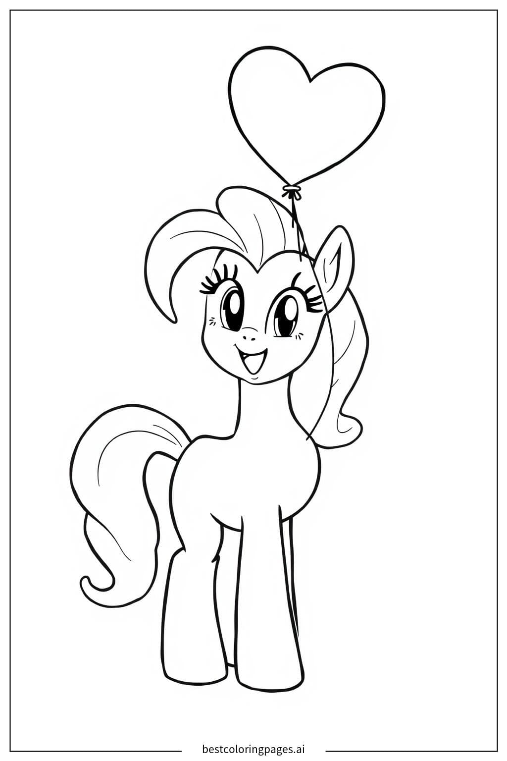 Pinkie Pie with a Heart Balloon Coloring Page