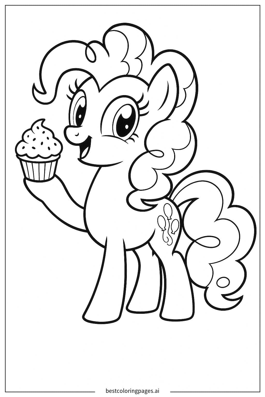 Pinkie Pie hält einen Cupcake Ausmalbilder