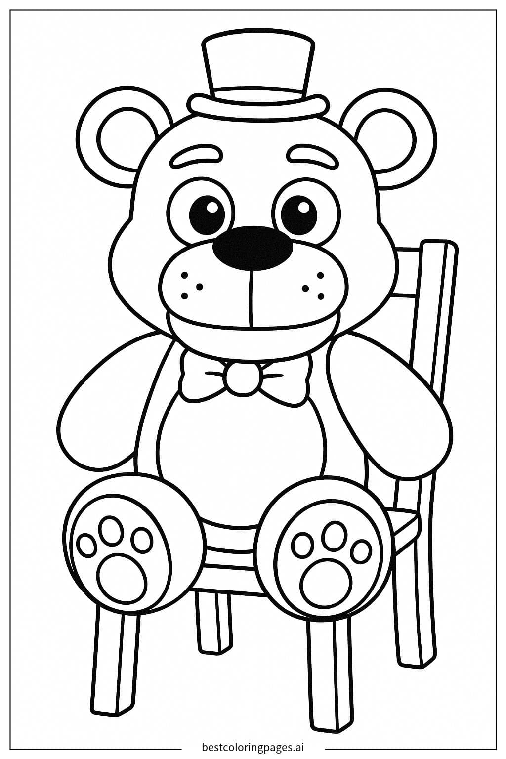 Versão de pelúcia do Freddy sentado em uma cadeira