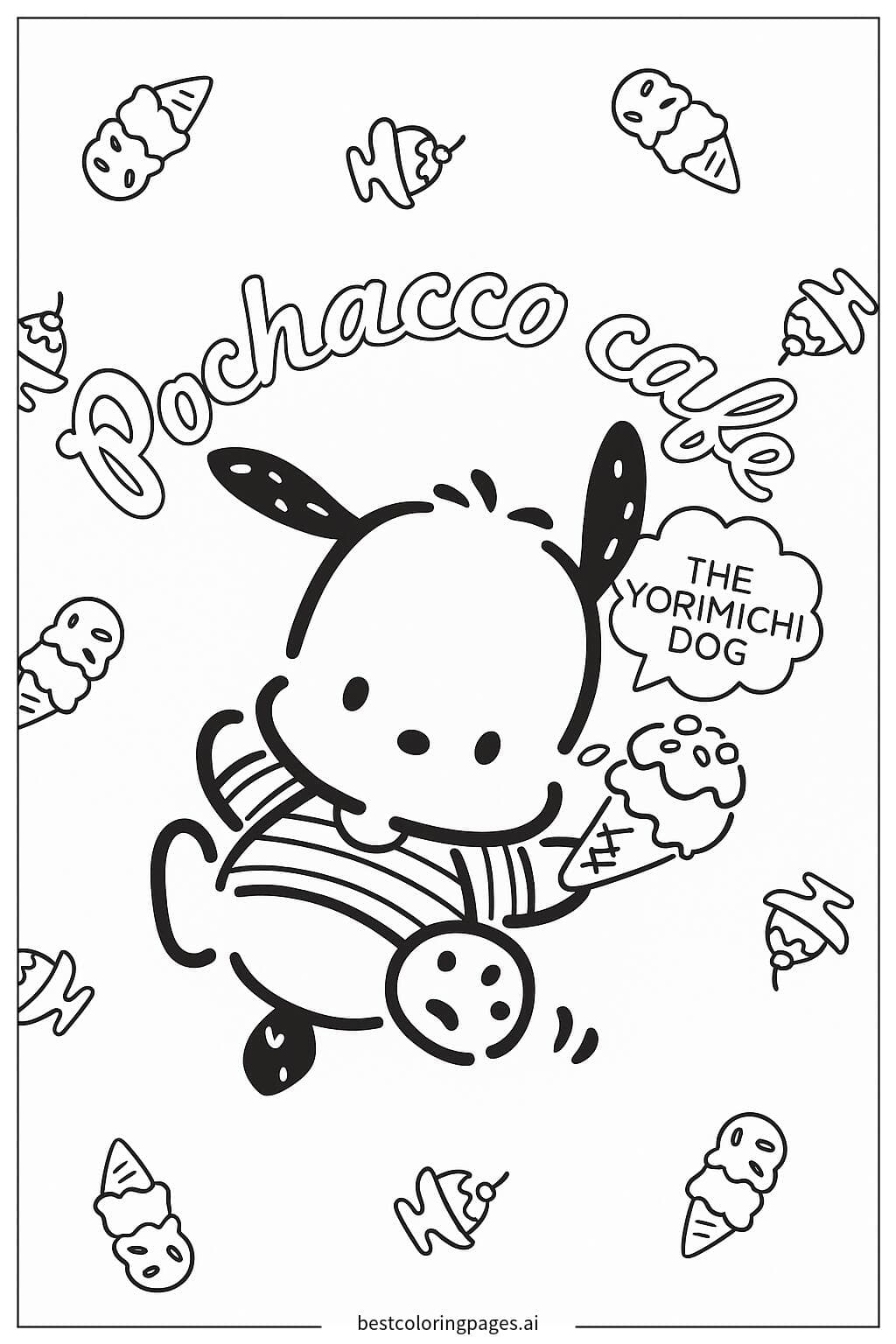 Pochacco Enjoying Ice Cream Delight