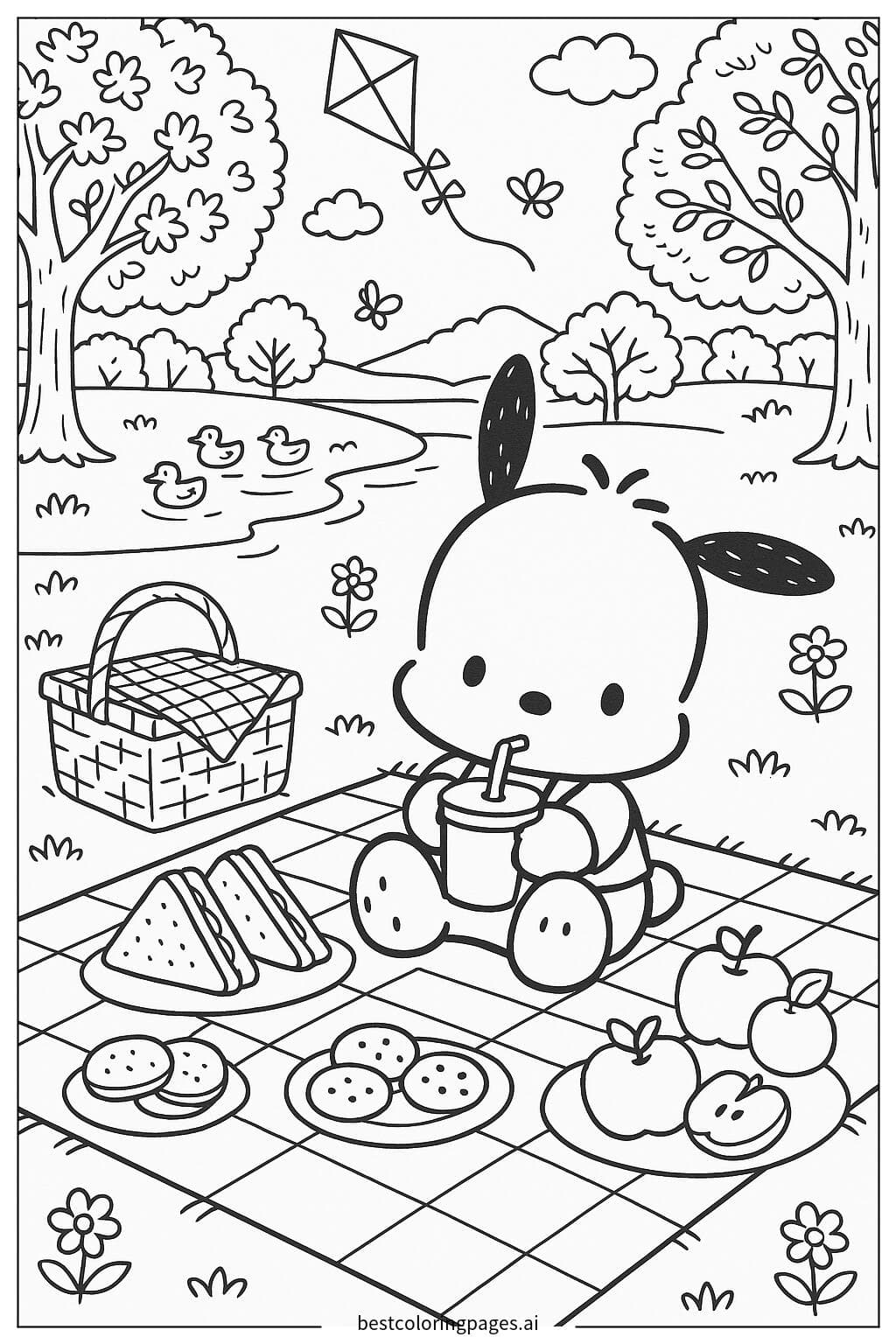 Pochacco Enjoying a Picnic in the Park