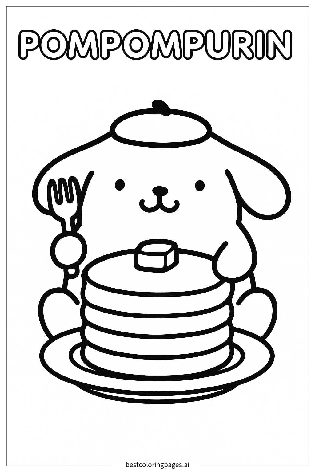 Pom Pom Purin Enjoying Pancakes