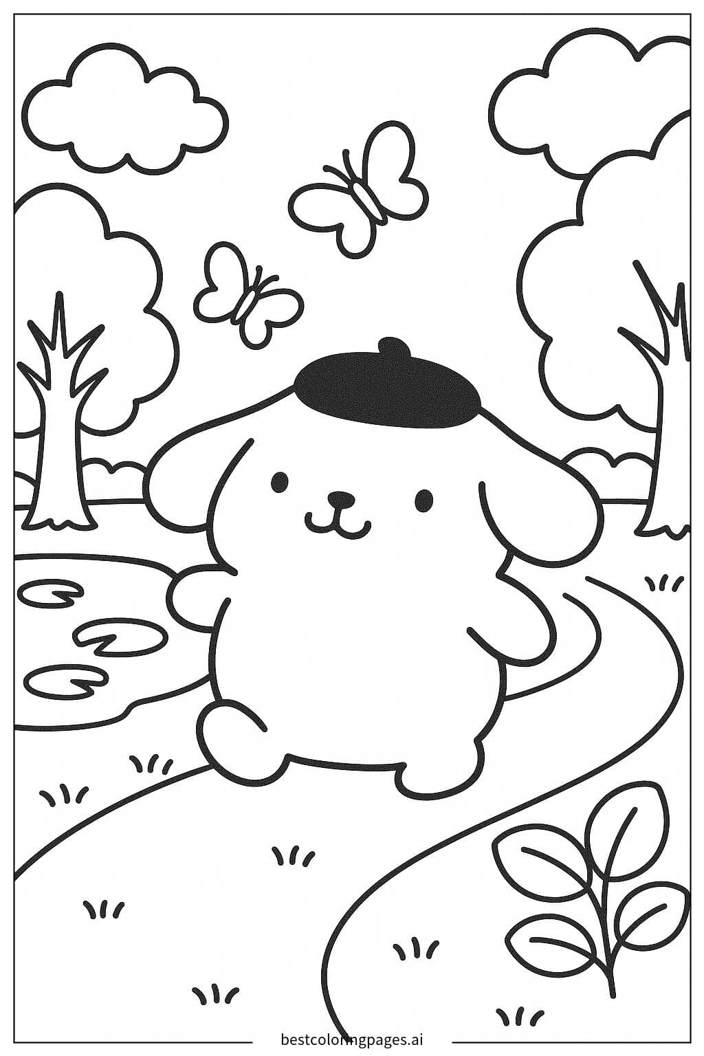 Pom Pom Purin Strolling Through a Peaceful Park