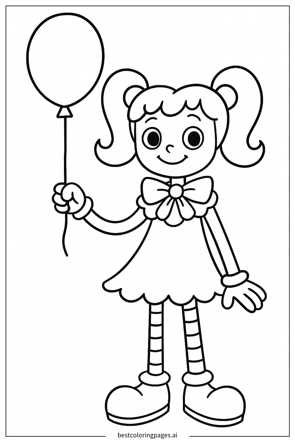 Poppy Holding a Balloon Coloring Page