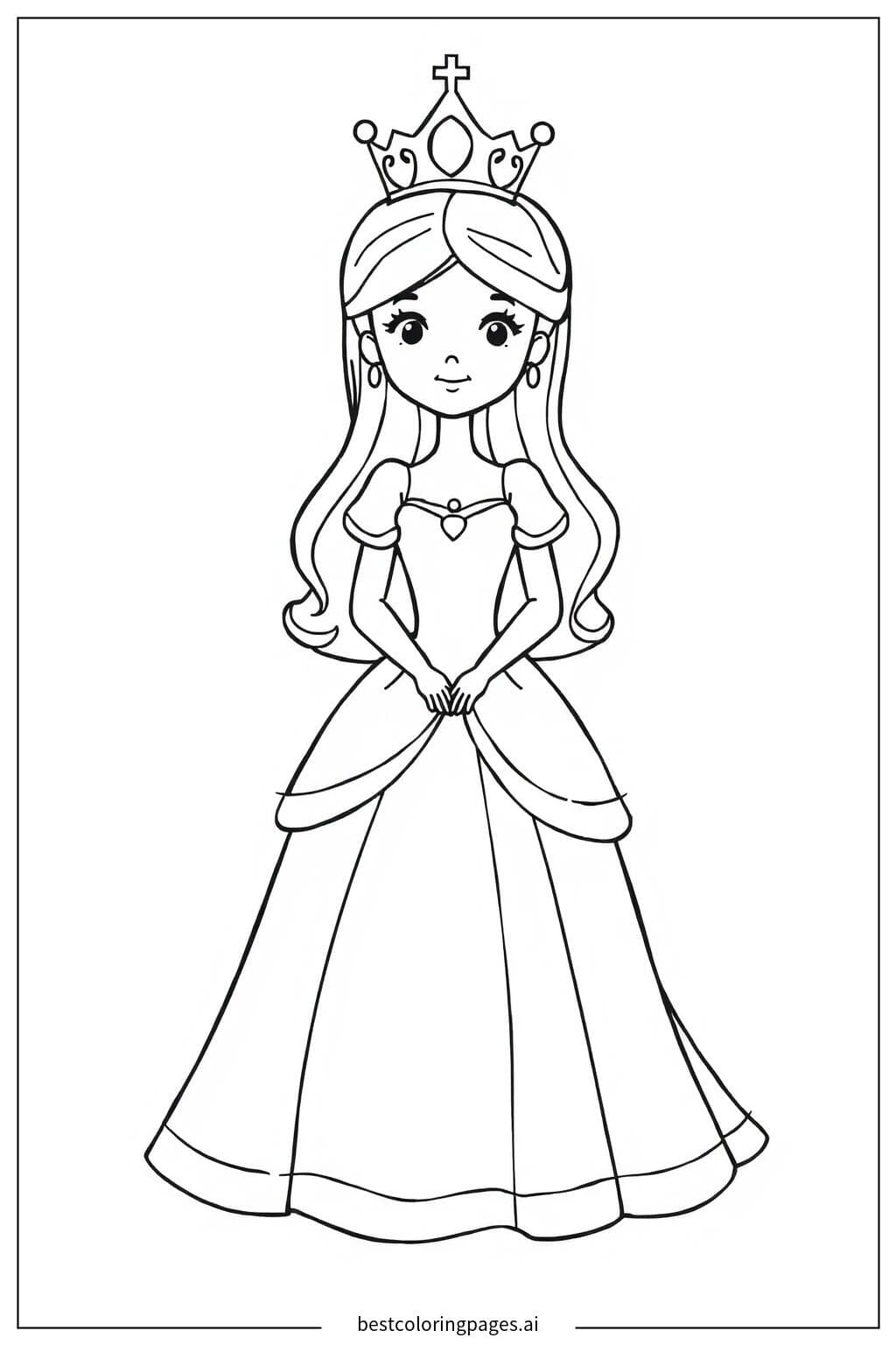 Elegant Princess in a Ball Gown Coloring Page