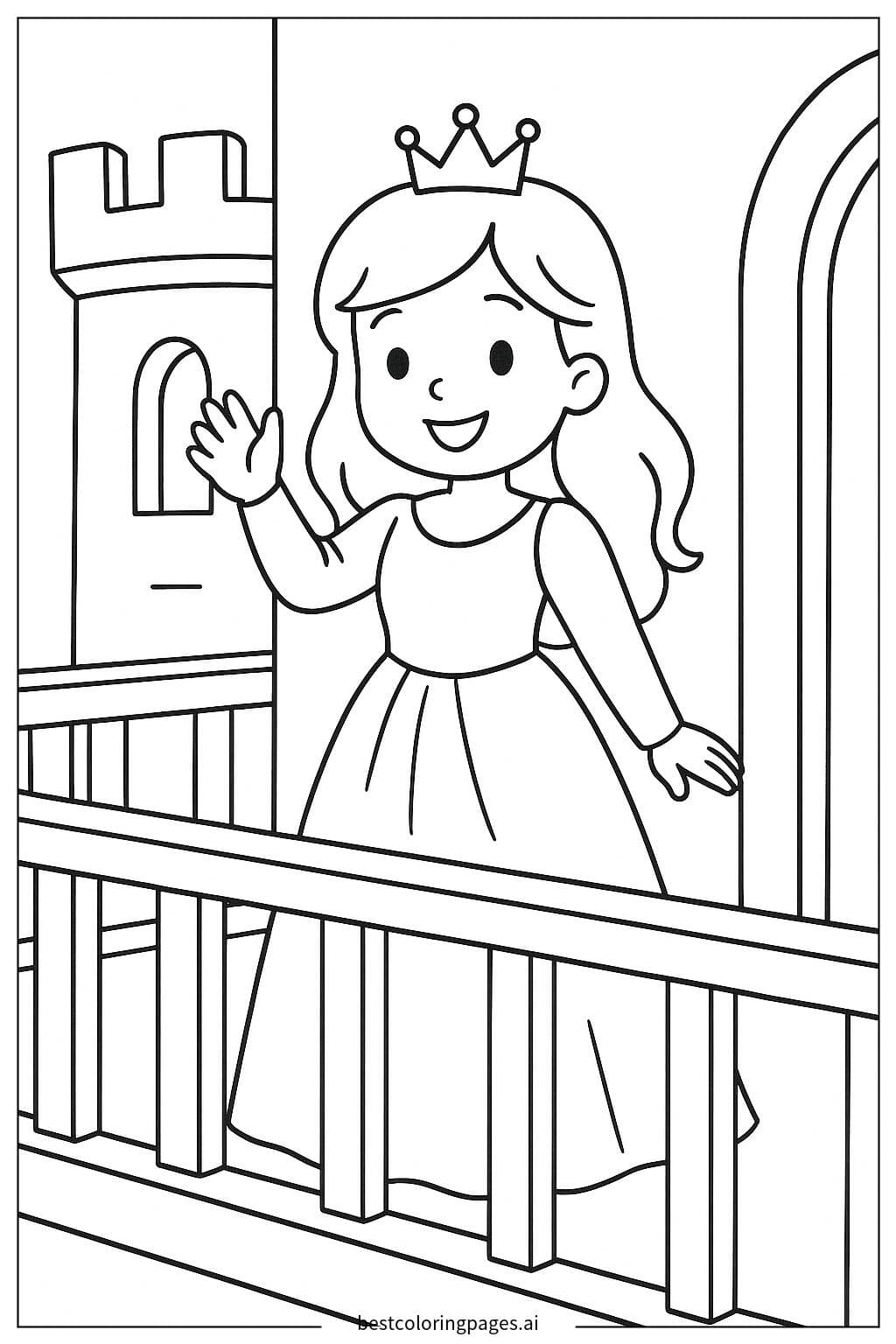 เจ้าหญิงโบกมือจากระเบียงปราสาท