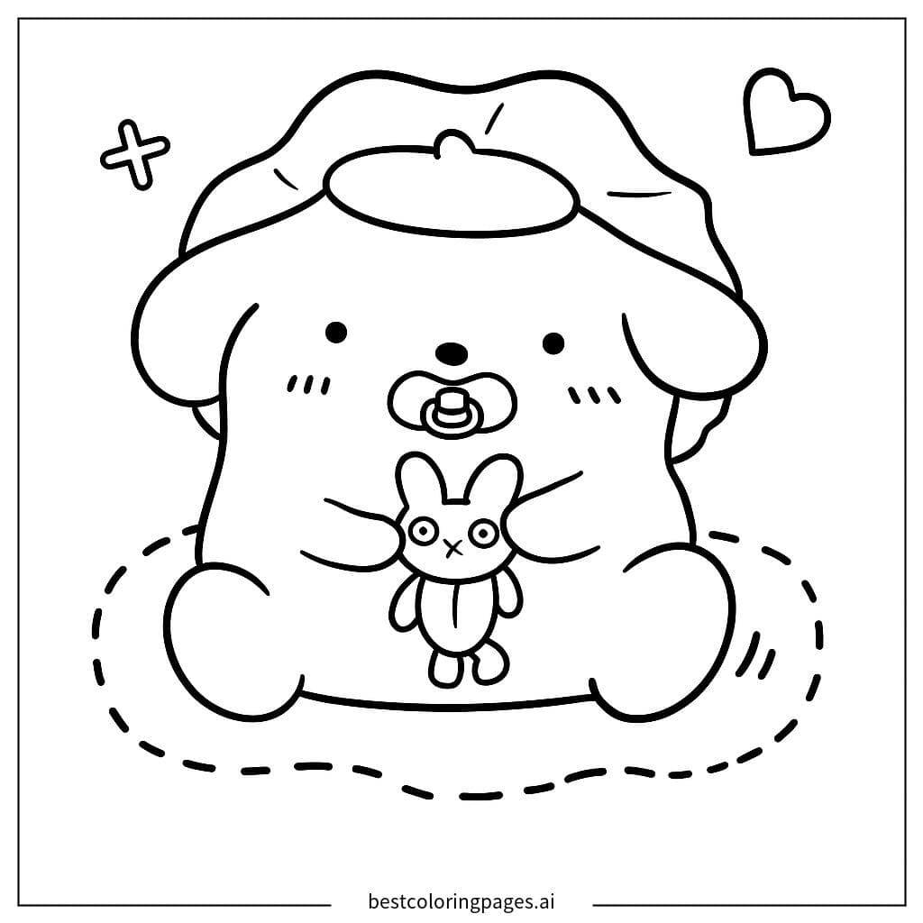 Purin Hugging a Bunny