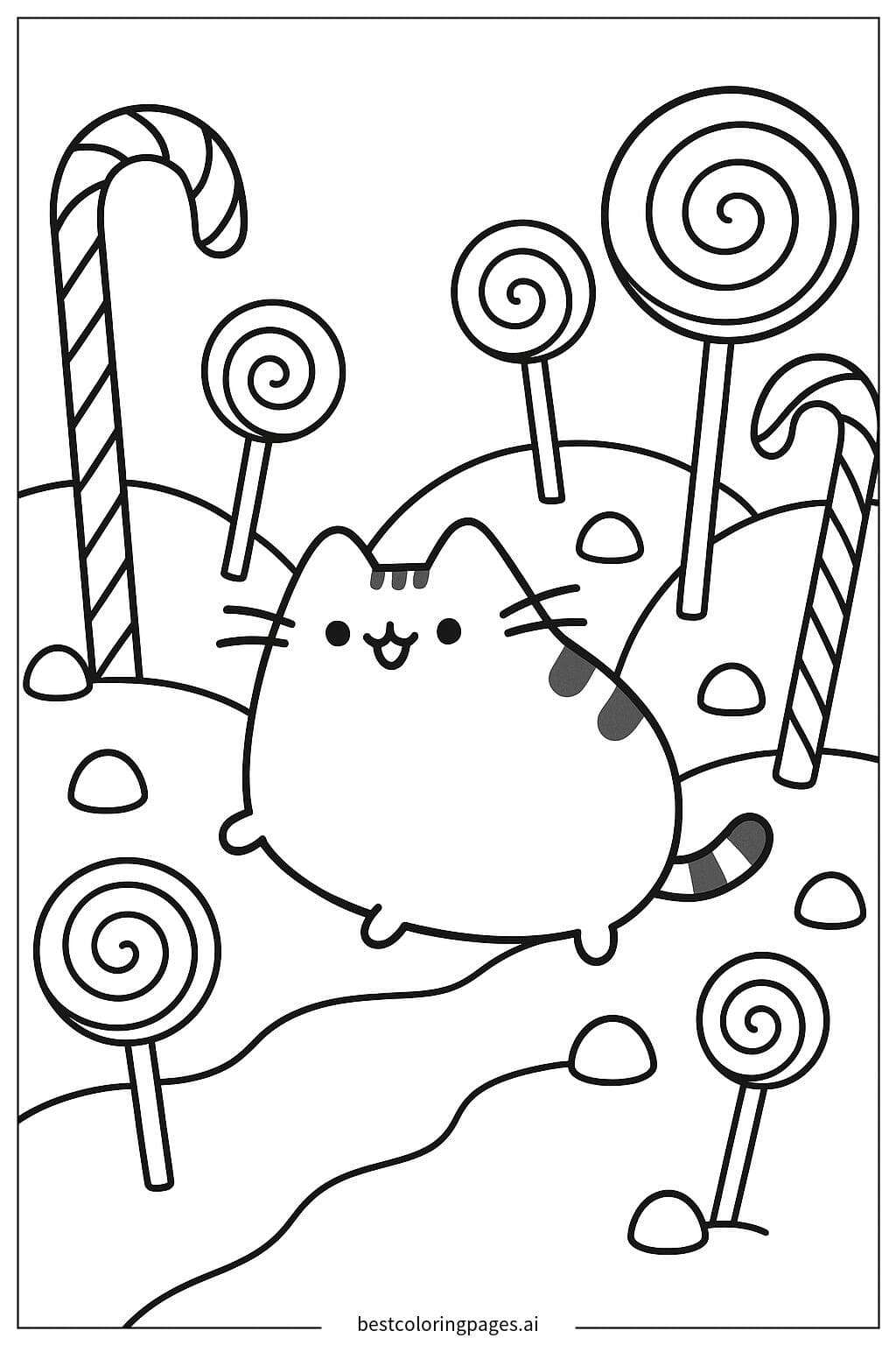 Pusheen Exploring a Candy Land