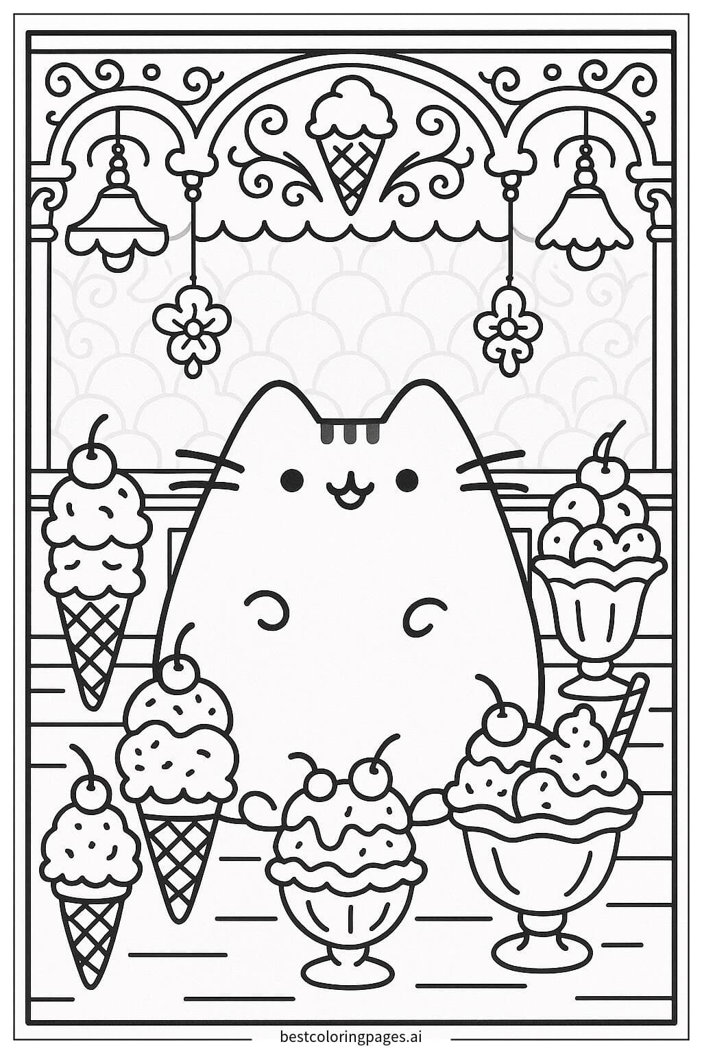 Pusheen in an Ice Cream Parlor