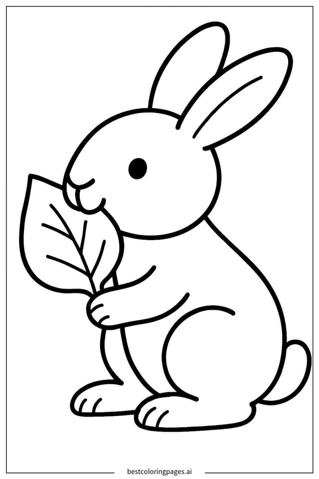 Rabbit Eating a Leaf Coloring Pages