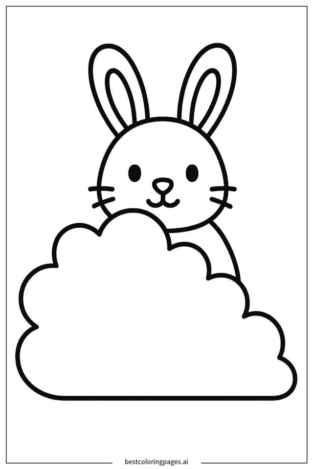 Rabbit Peeking Behind a Bush Coloring Pages