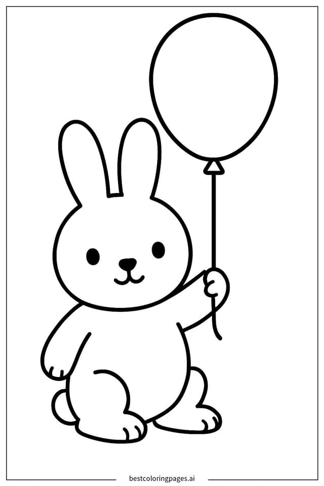 Bunny with a Balloon Coloring Pages