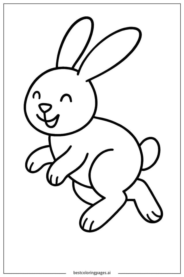 A Happy Rabbit Hopping with Joy Coloring Pages