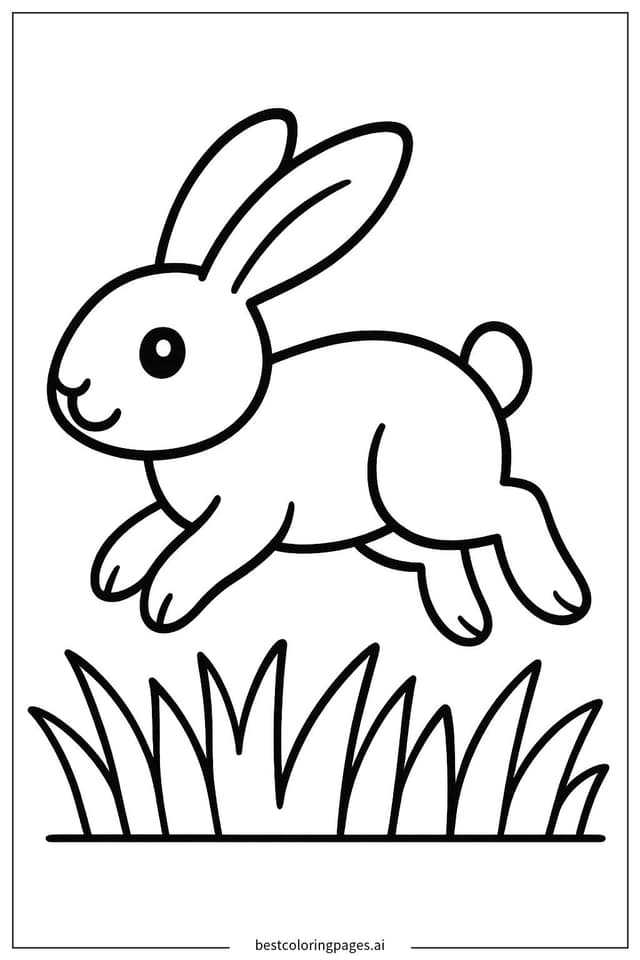 Rabbit Hopping in the Grass Coloring Pages