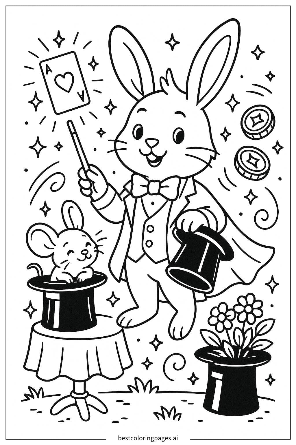 Rabbit Magician Performing Tricks