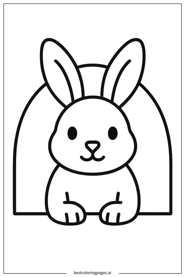 Rabbit Peeking Out of a Burrow Coloring Pages