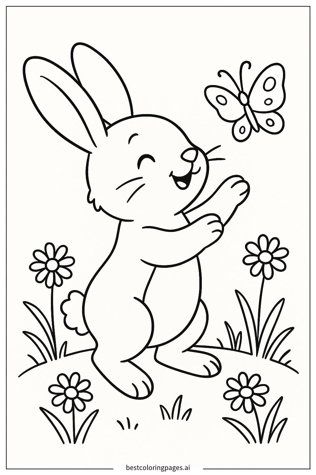 Rabbit Enjoying a Butterfly