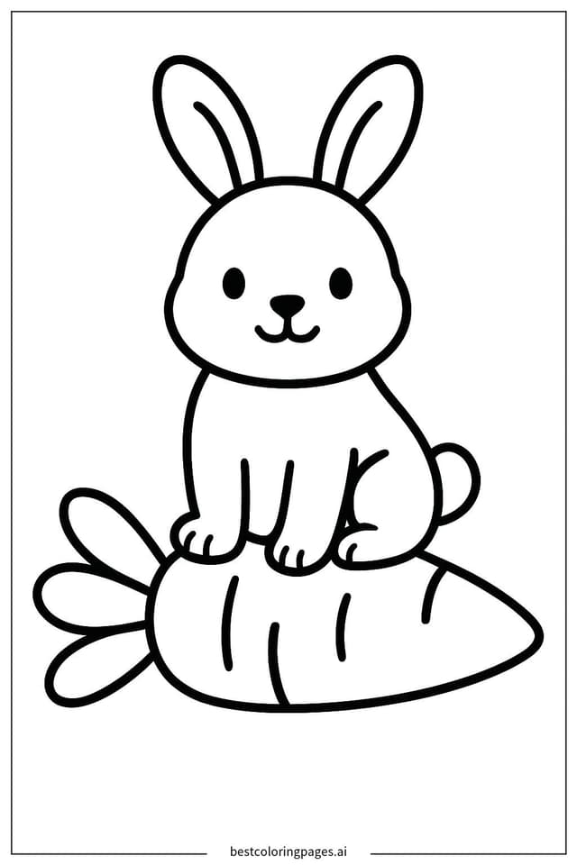Rabbit Sitting on a Carrot Coloring Pages