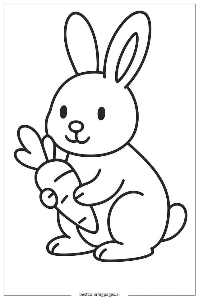 Rabbit Sitting with a Carrot Coloring Pages
