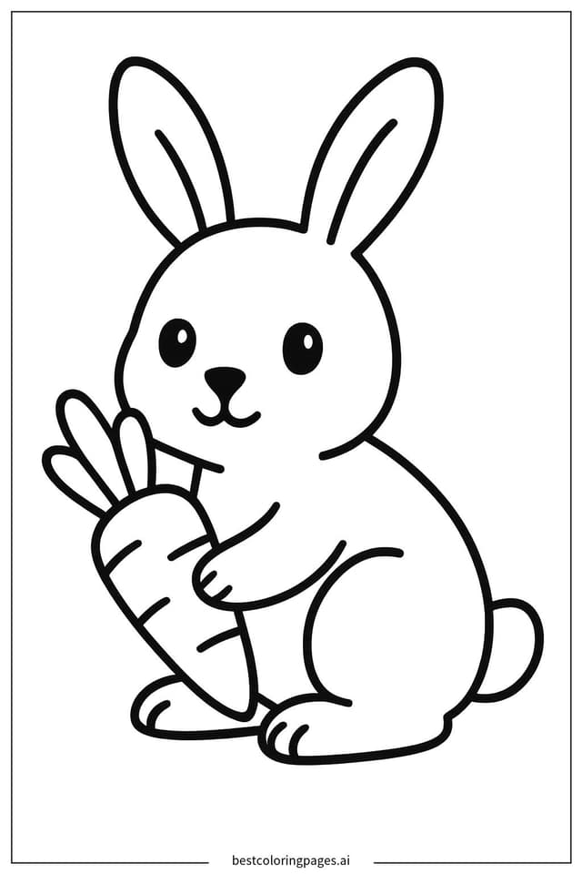 Rabbit Sitting with a Carrot Coloring Pages