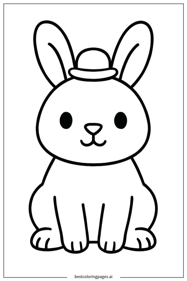 Rabbit Wearing a Tiny Hat Coloring Pages
