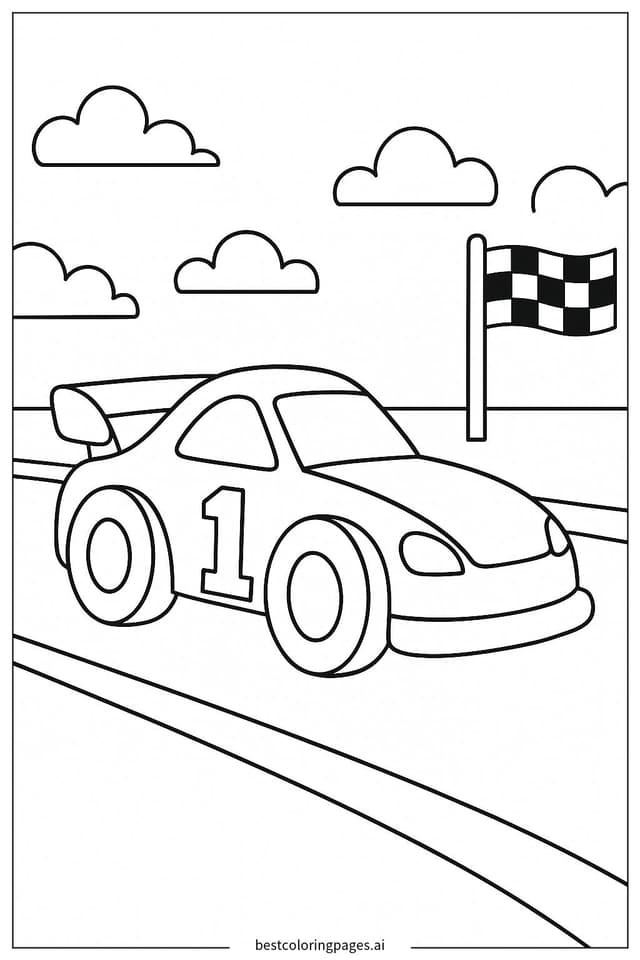 Race Car on a Speedy Track Coloring Pages