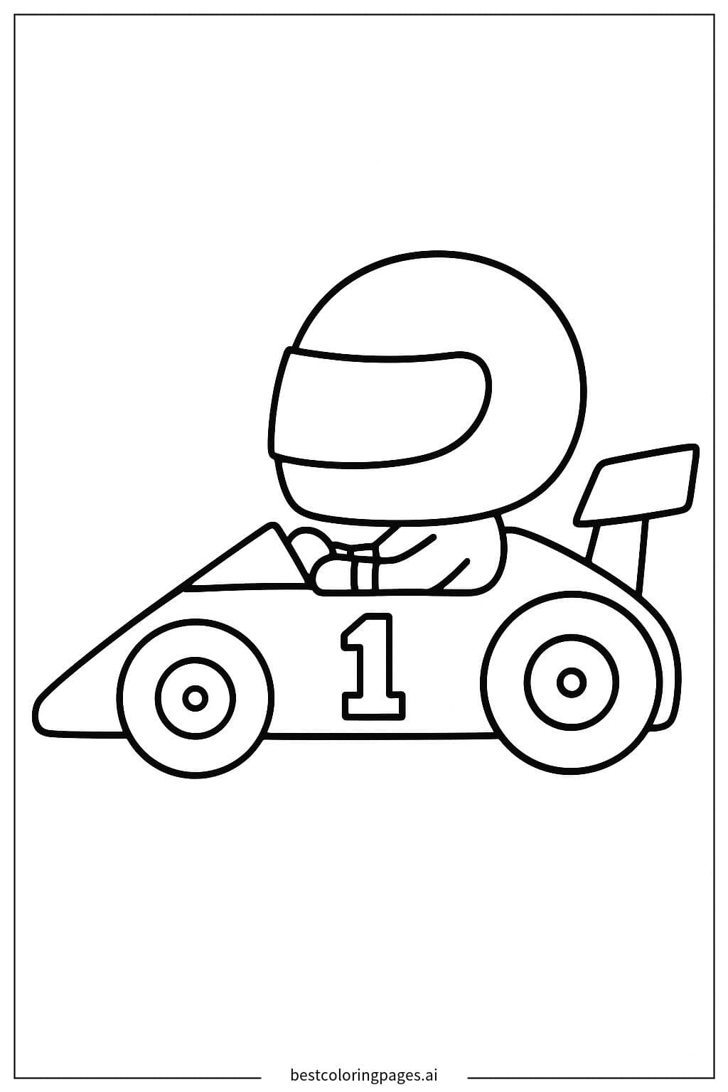 Racing Car with Driver Helmet