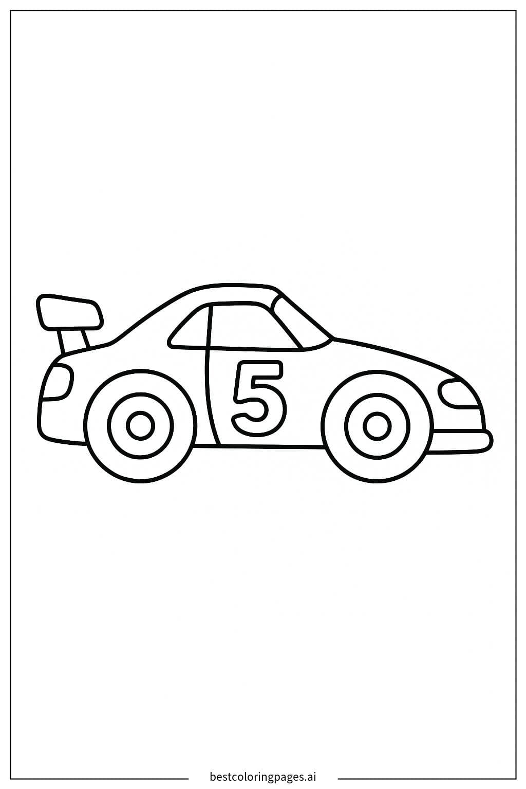 Race Car with Number 5 Coloring Page