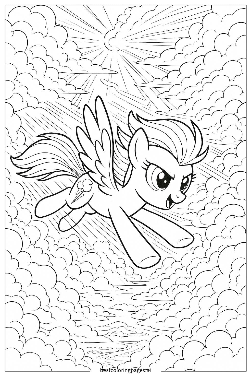 Rainbow Dash Racing Through Clouds