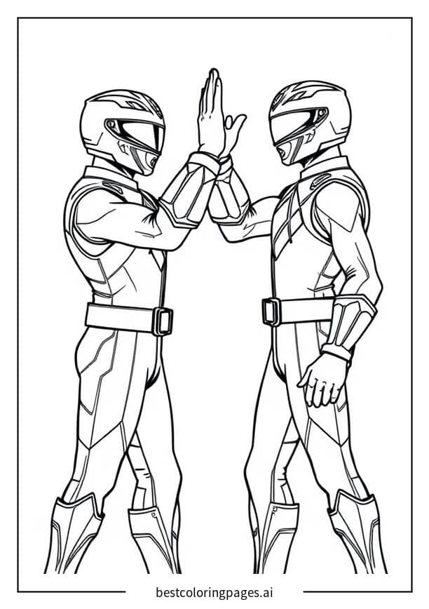 Coloriage Ranger donnant un high five à un coéquipier
