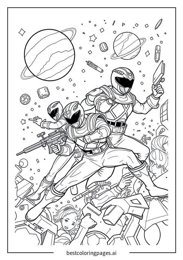 Coloriage Rangers en combat spatial