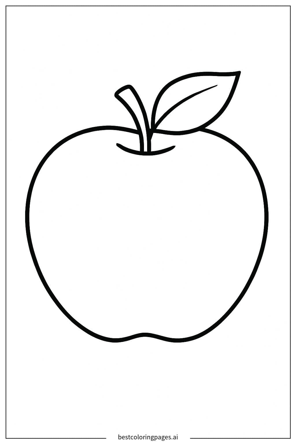 Bright Red Apple Coloring Page