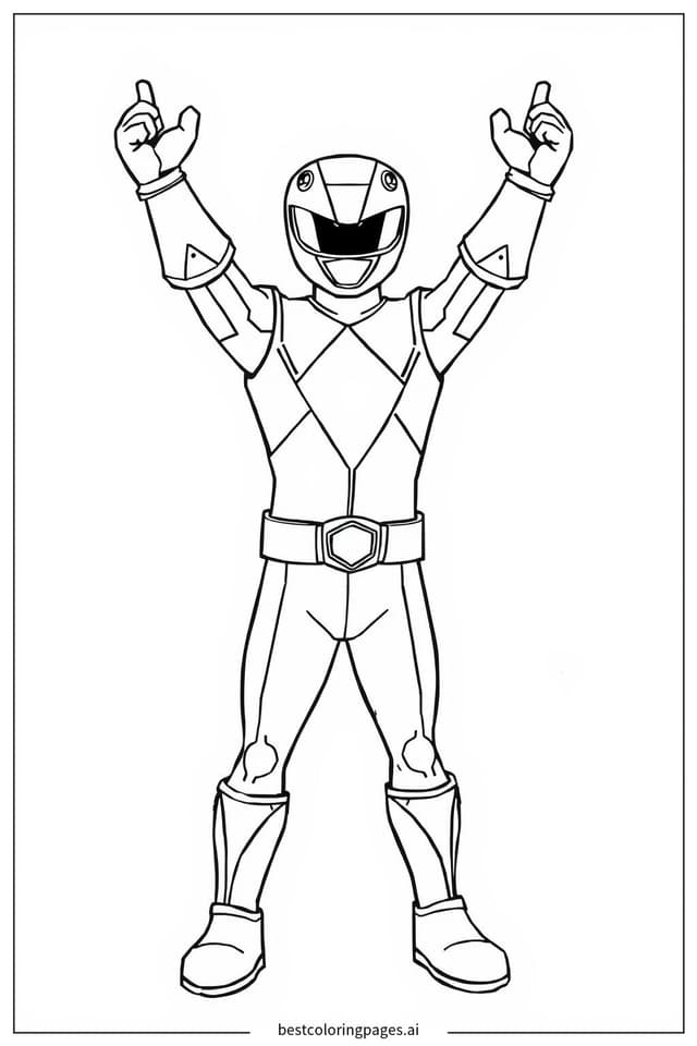 Coloriage Red Ranger posant héroïquement