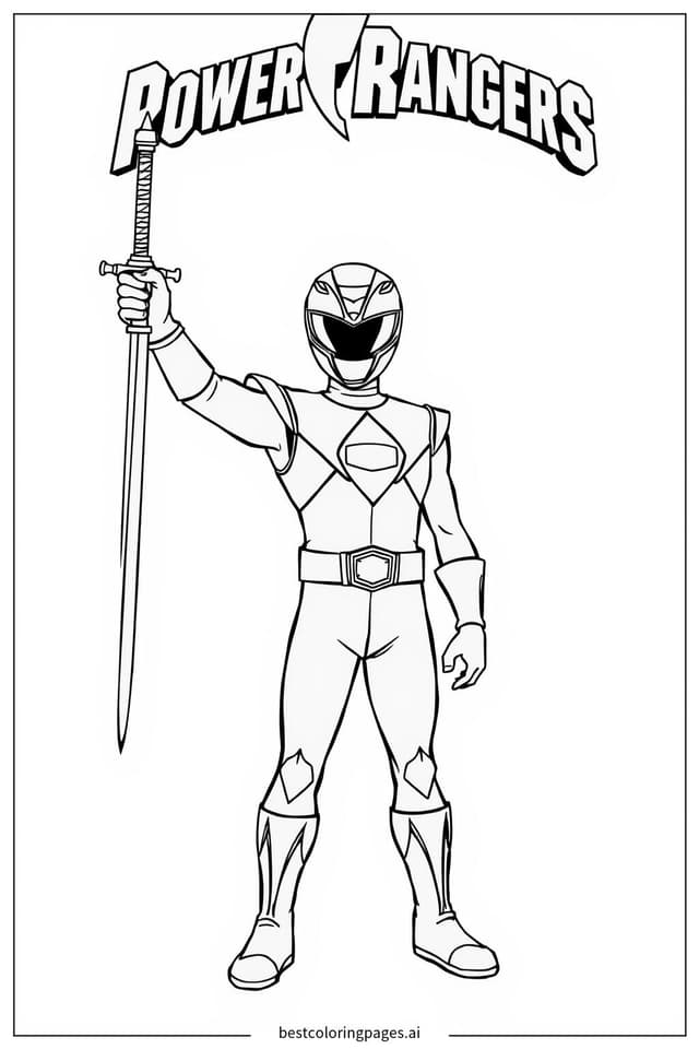 Coloriage Ranger Rouge avec son épée