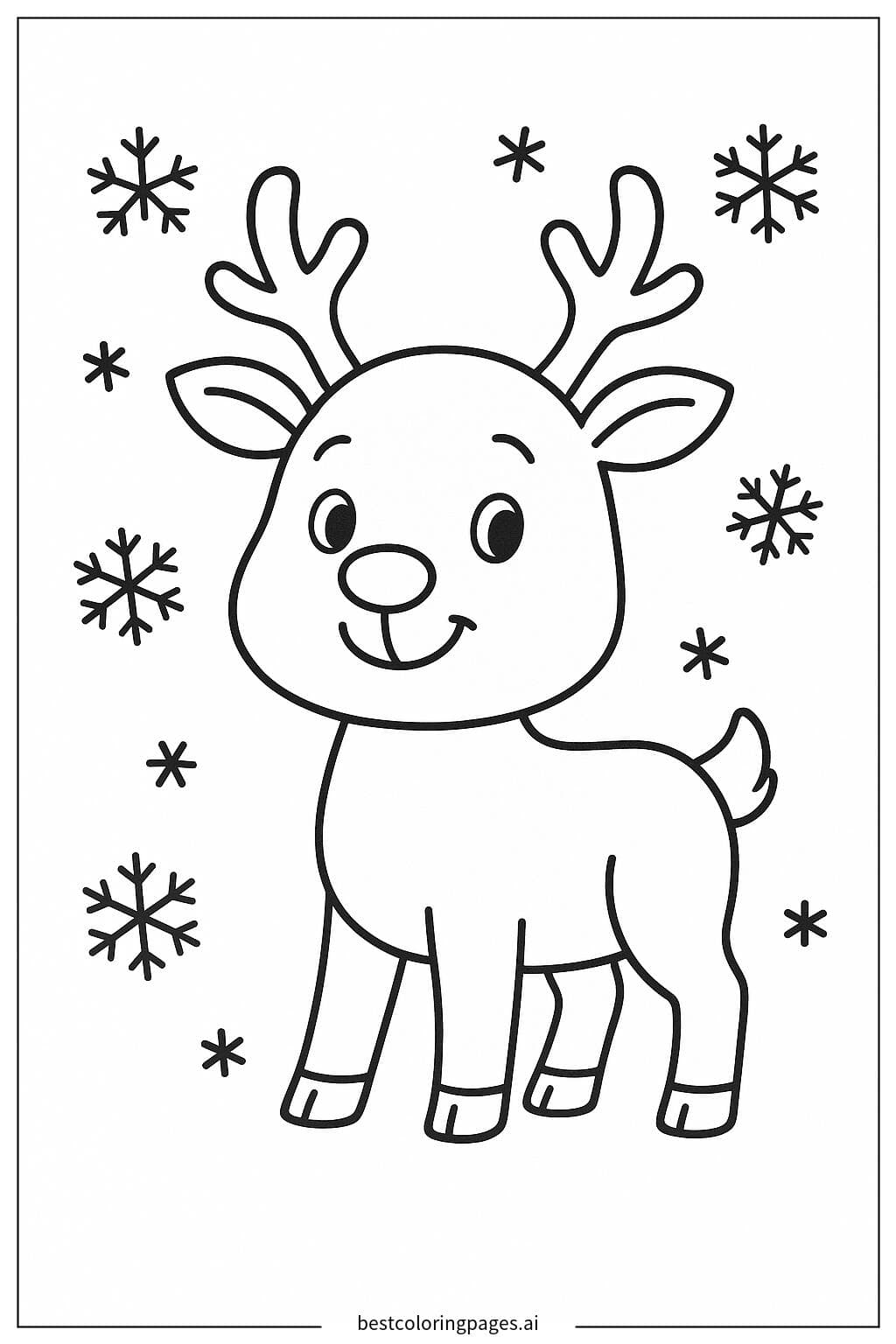 Charming Christmas Reindeer Coloring Page