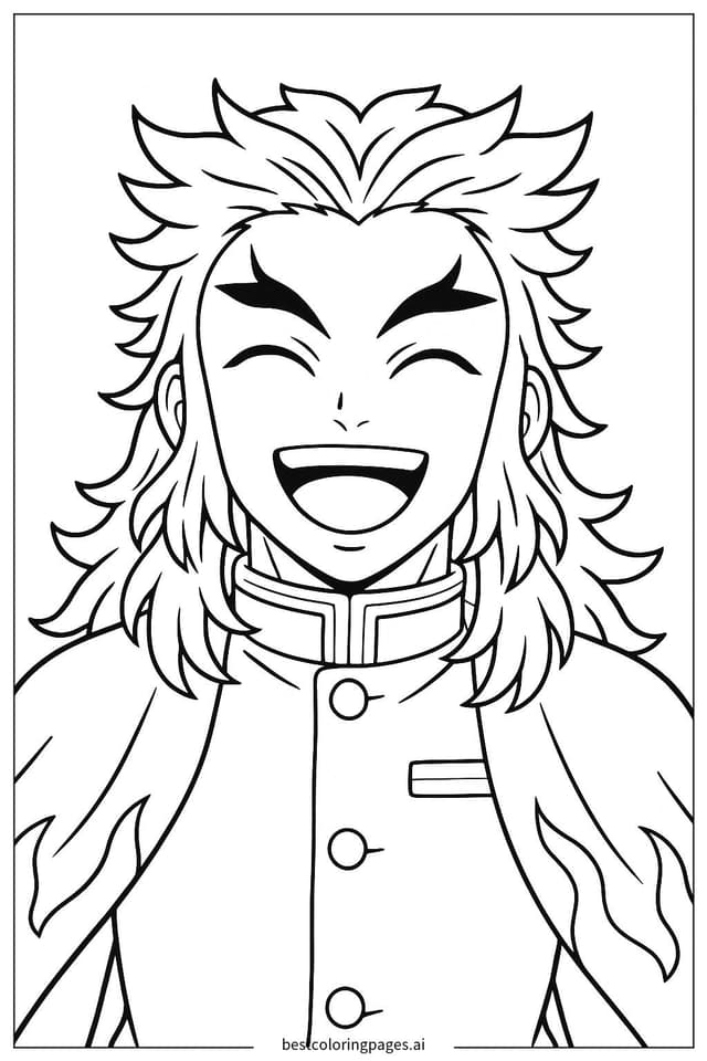 Rengoku Kyojuro lachend Ausmalbilder