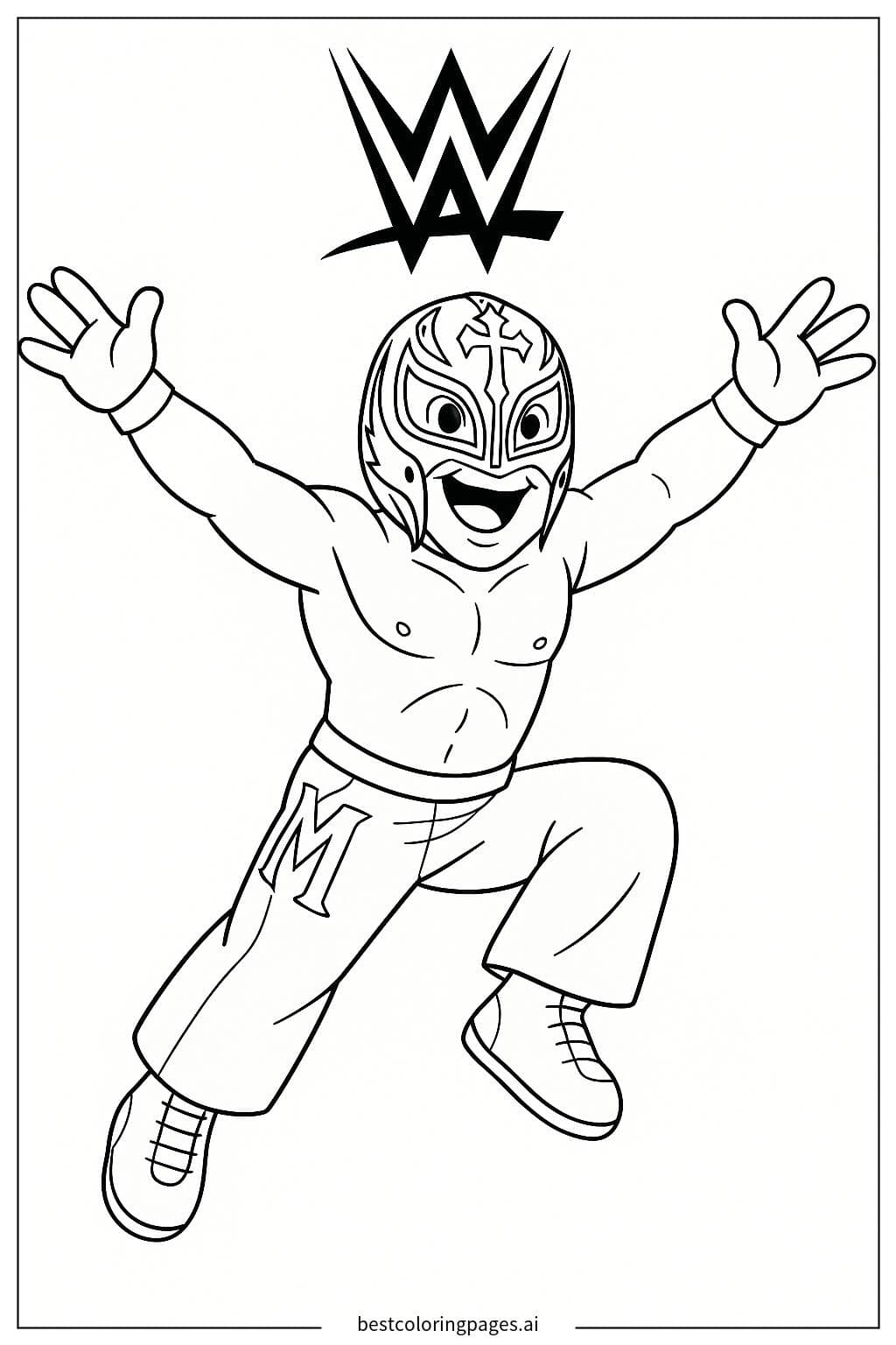 Rey Mysterio 跳躍 著色圖