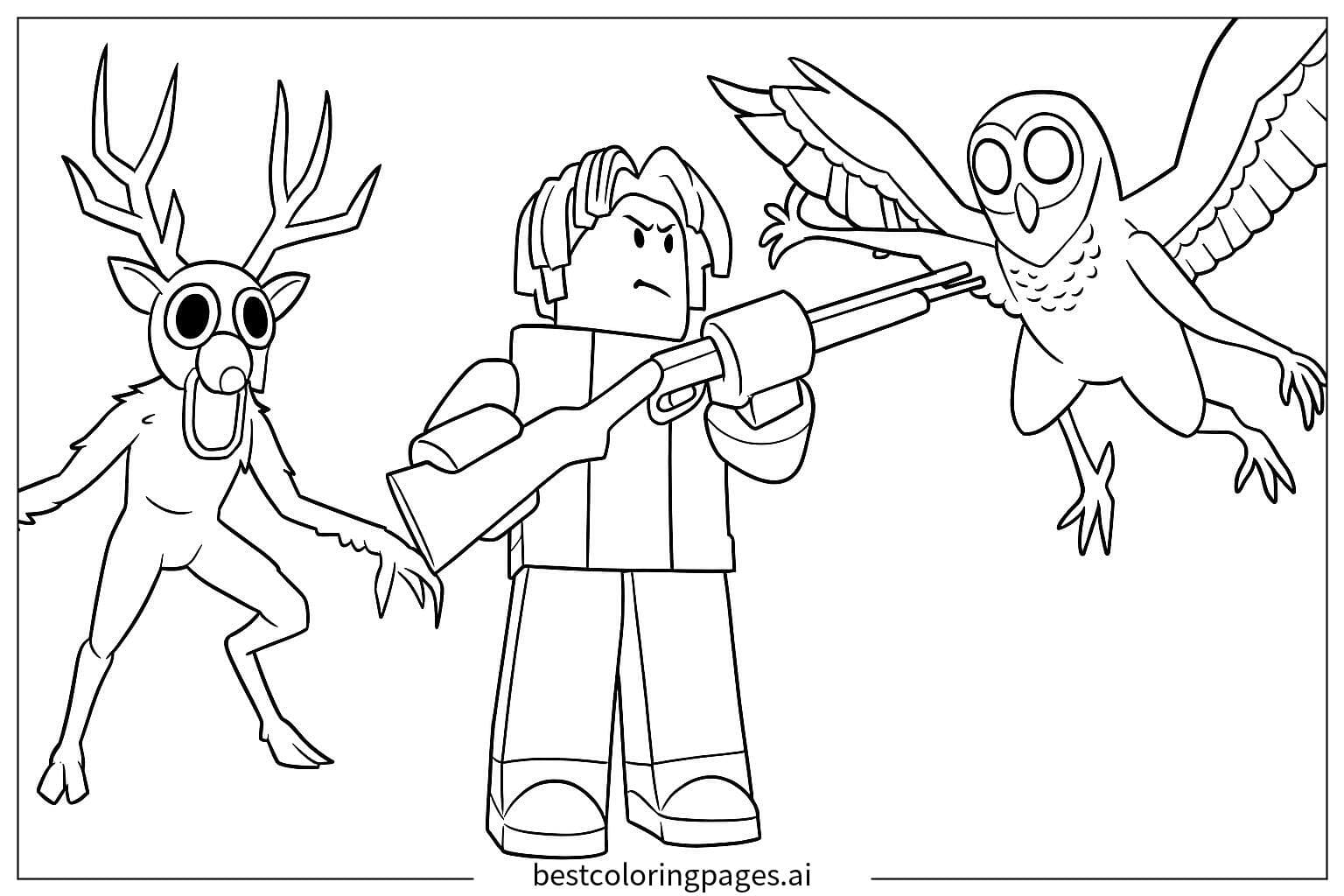 Desenhos de Sobrevivência na floresta de Roblox para Colorir