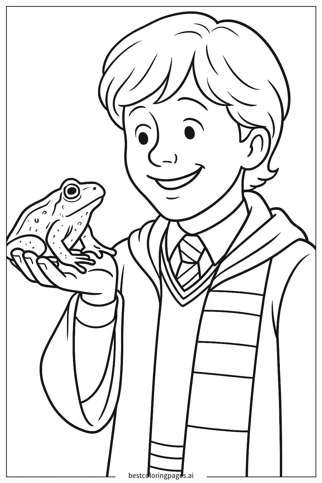 Ron Holding a Chocolate Frog Coloring Page