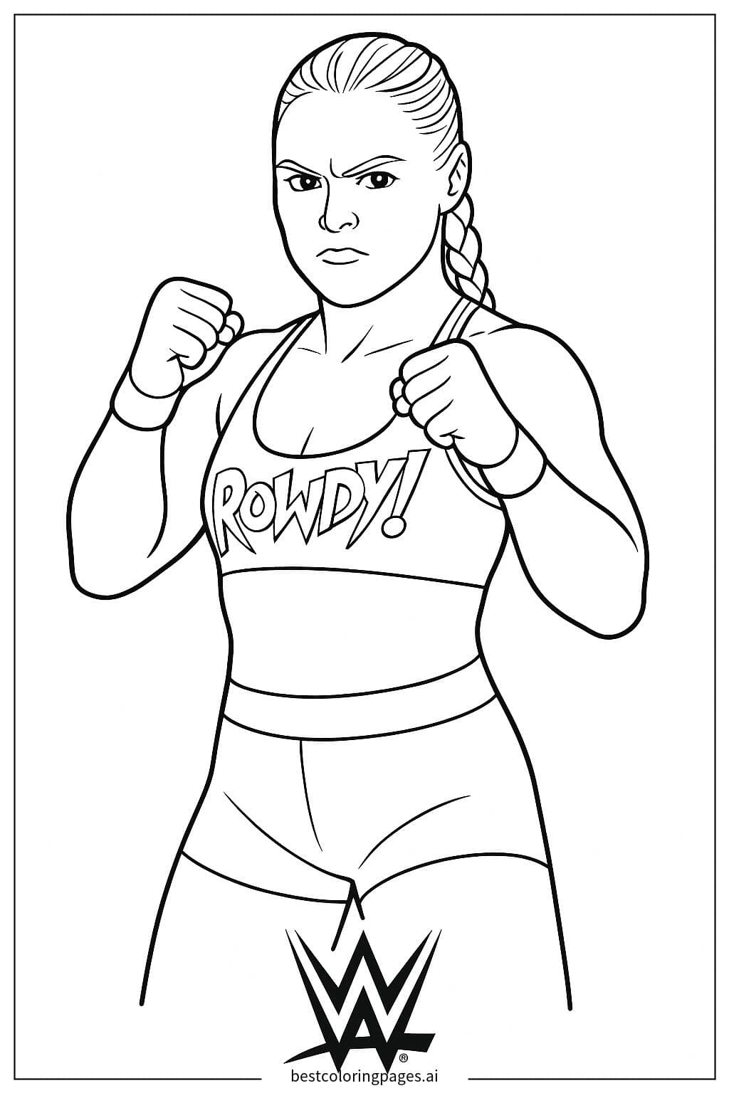 Desenhos de Ronda Rousey Pronta para Lutar para Colorir