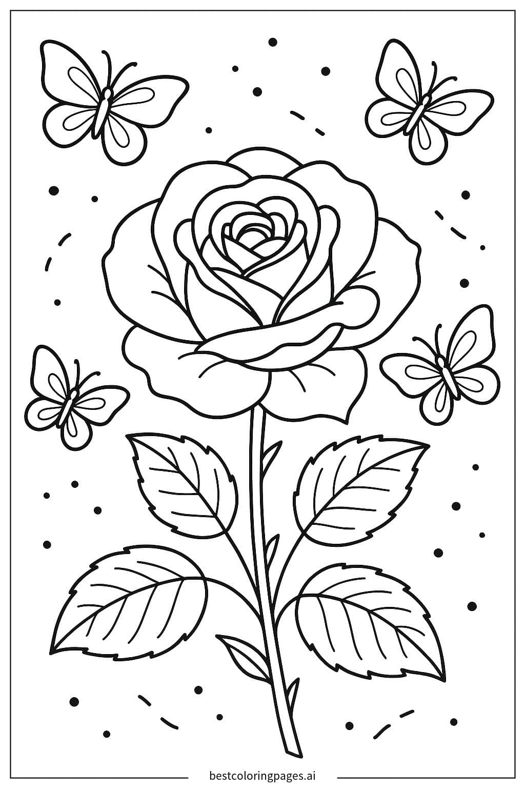 Disegni di Rosa circondata da farfalle da Colorare