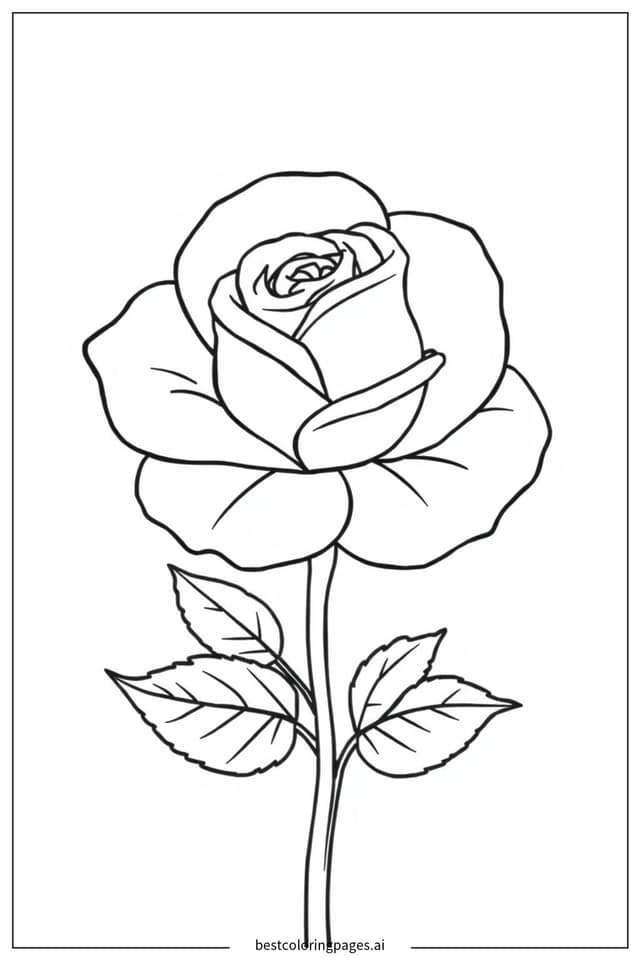 Rose mit Einfachen Blättern Ausmalbilder